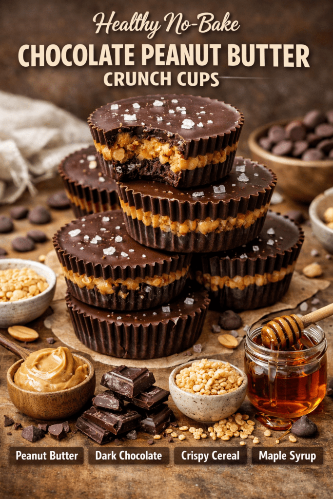 healthy no bake chocolate peanut butter crunch cups