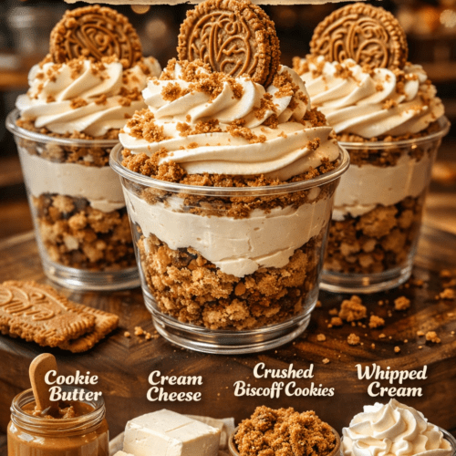 Cookie butter cheesecake cups with Biscoff cookies