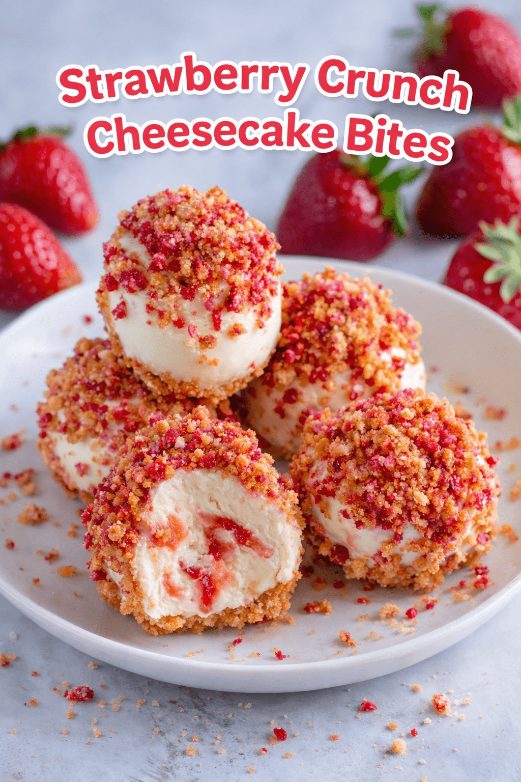 Strawberry Crunch Cheesecake Bites