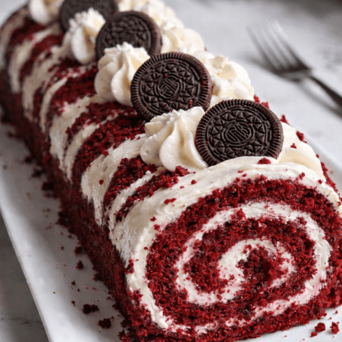 Red Velvet Oreo Swiss Roll Cake
