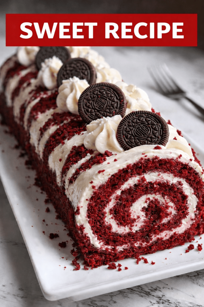 Red Velvet Oreo Swiss Roll Cake