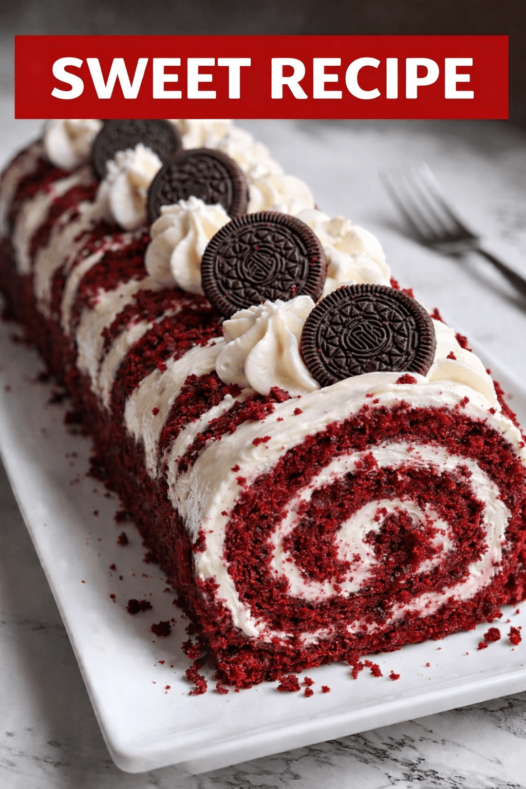 Red Velvet Oreo Swiss Roll Cake