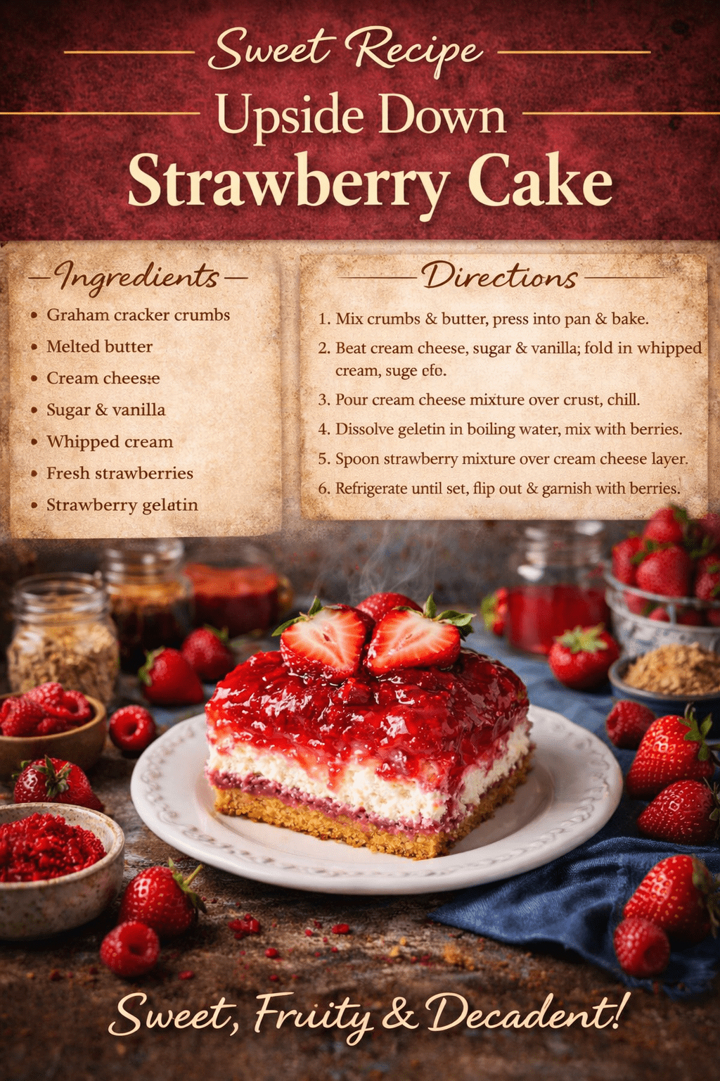 Strawberry dessert cups layered with cream and fresh strawberries