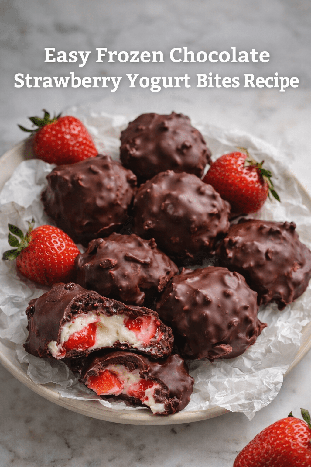 chocolate strawberry yogurt bites