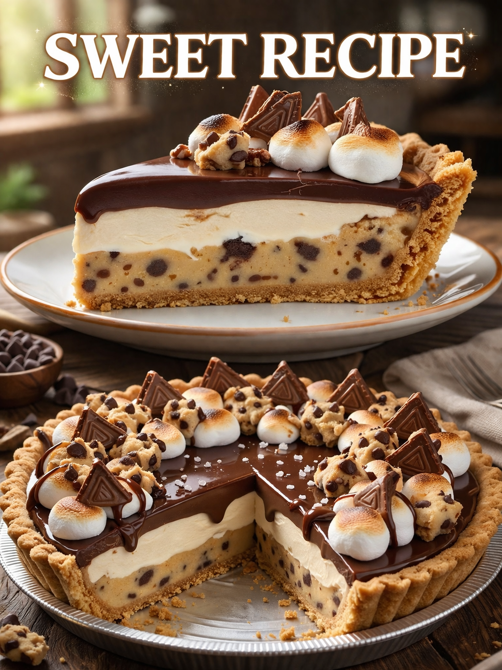 S’mores Chocolate Chip Cheesecake Pie