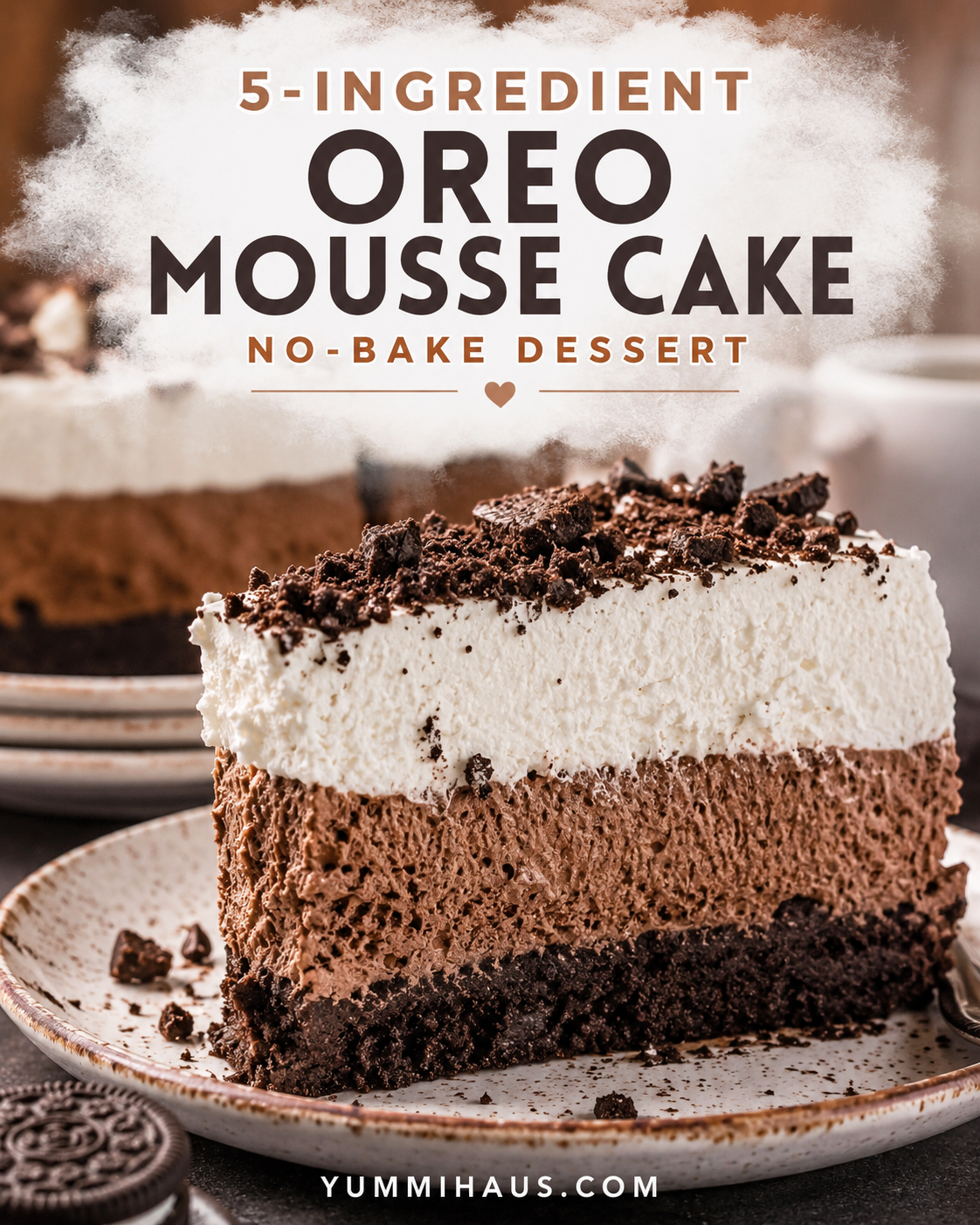 5-Ingredient Oreo Mousse Cake (No-Bake Dessert)