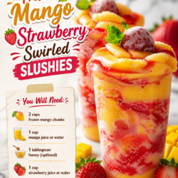 Fresh Mango Strawberry Swirled Slushies