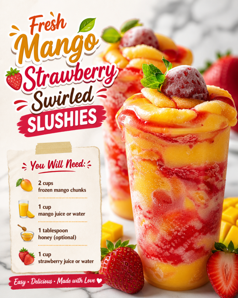 Fresh Mango Strawberry Swirled Slushies