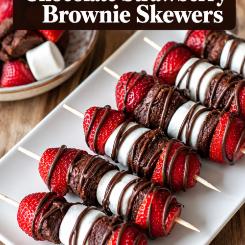 Chocolate Strawberry Brownie Skewers