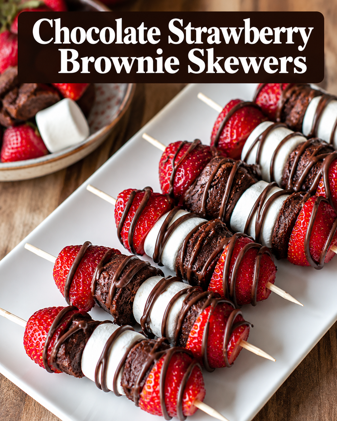 Chocolate Strawberry Brownie Skewers