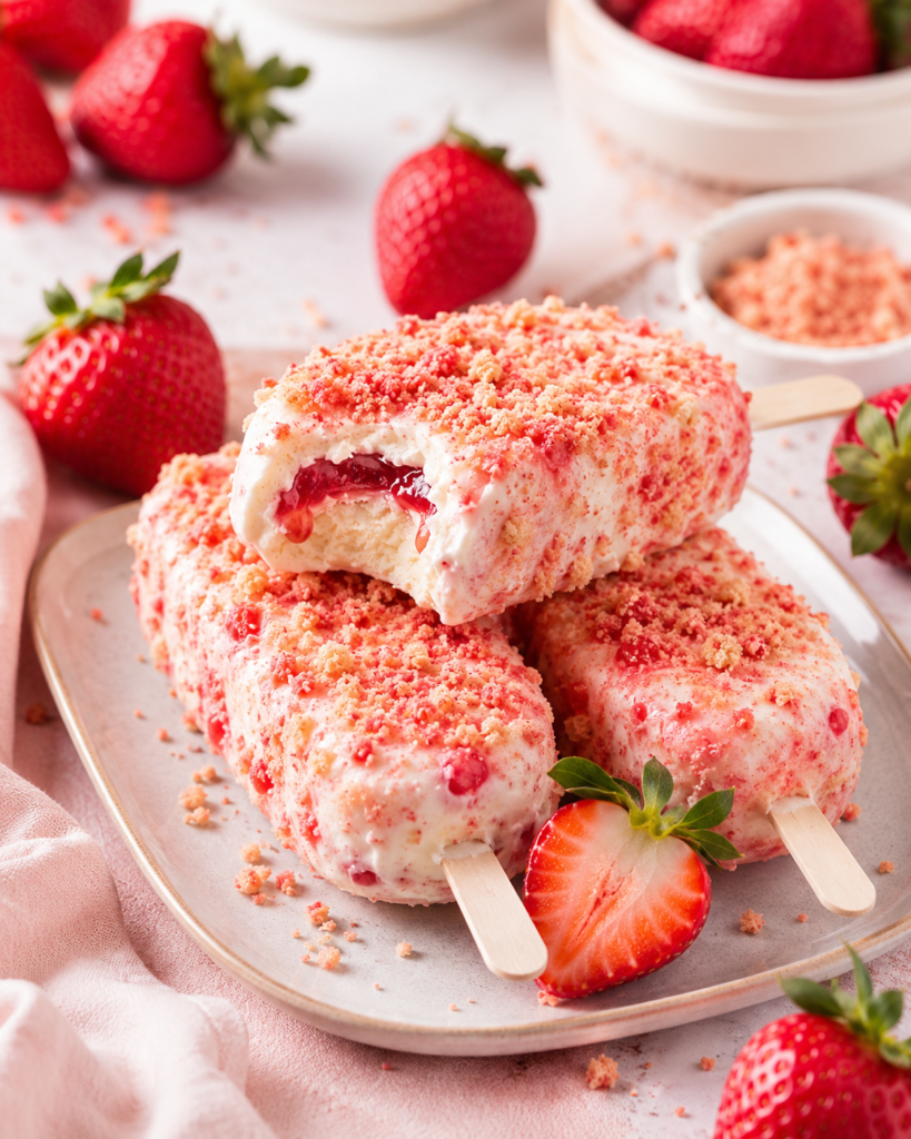 Strawberry Crunch Ice Cream Bars