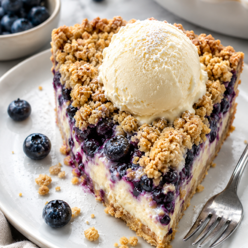Blueberry Crumble Cheesecake Bars