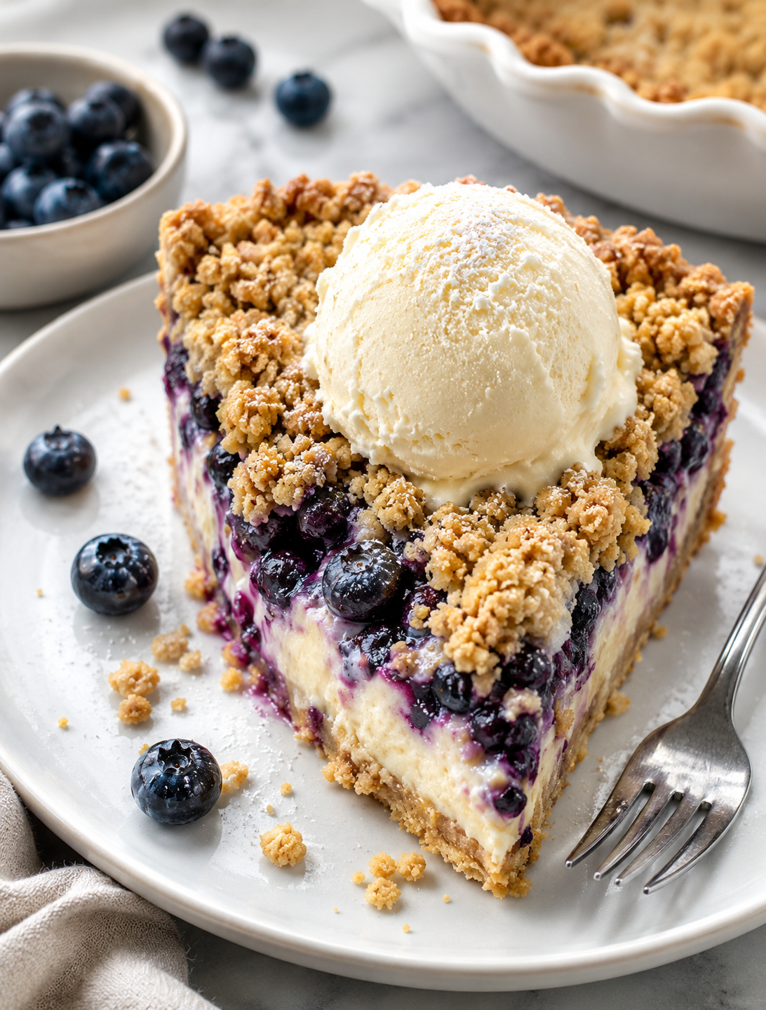 Blueberry Crumble Cheesecake Bars