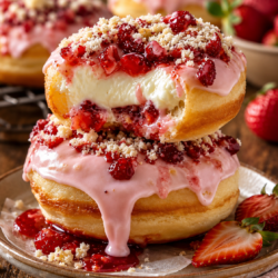 The Best Strawberry Cream-Filled Doughnuts Strawberry Cream Filled Doughnuts with Pink Glaze