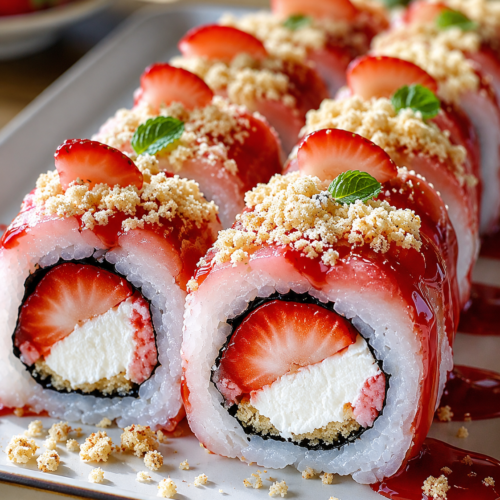 Strawberry Cheesecake Dessert Sushi Rolls