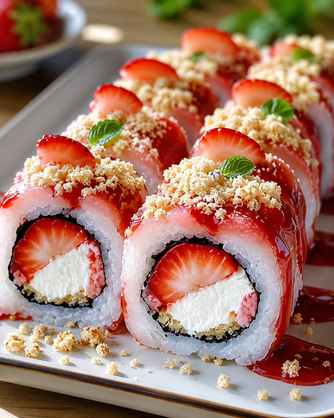 Strawberry Cheesecake Dessert Sushi Rolls