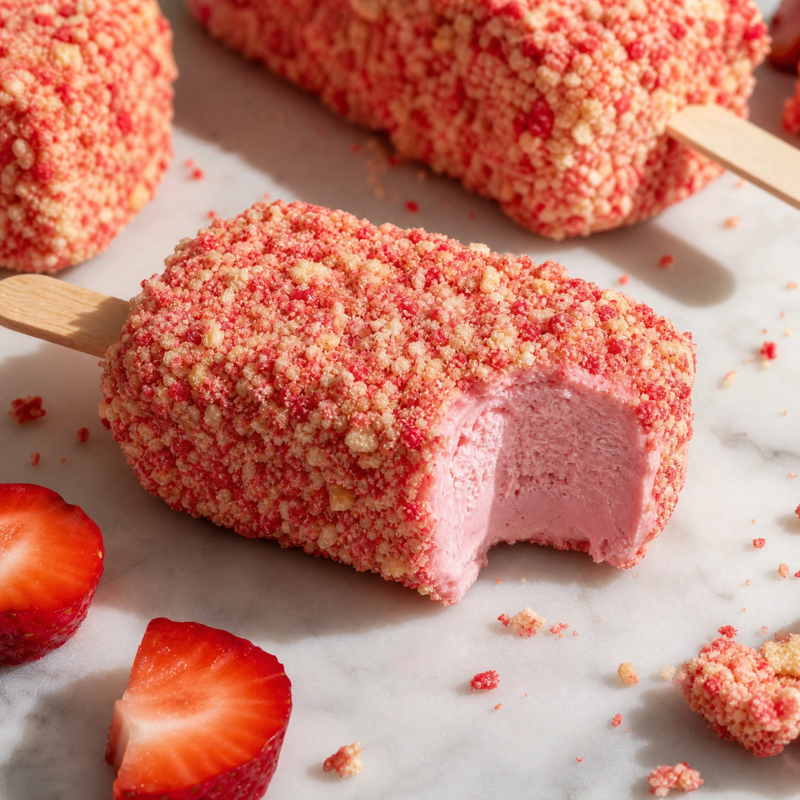 Strawberry Crunch Ice Cream Bars